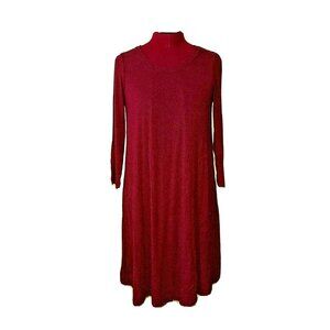 Lush Leah Women's Wine Shift Dress Size Small Knit 3/4 Sleeve Keyhole Back